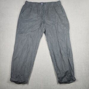 J. Crew Pant Womens Size 14 Black Linen-cotton blend drawstring pant